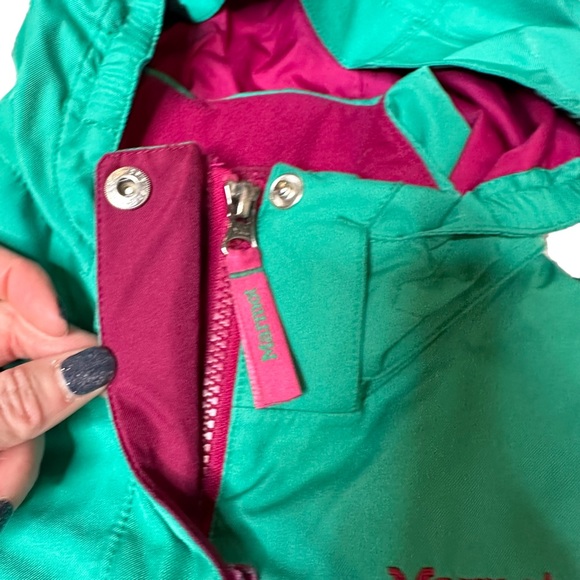 Marmot Girls Coat Snow Ski Hooded Pockets Soft Zip Up Snap Button Pink Large - Picture 7 of 15